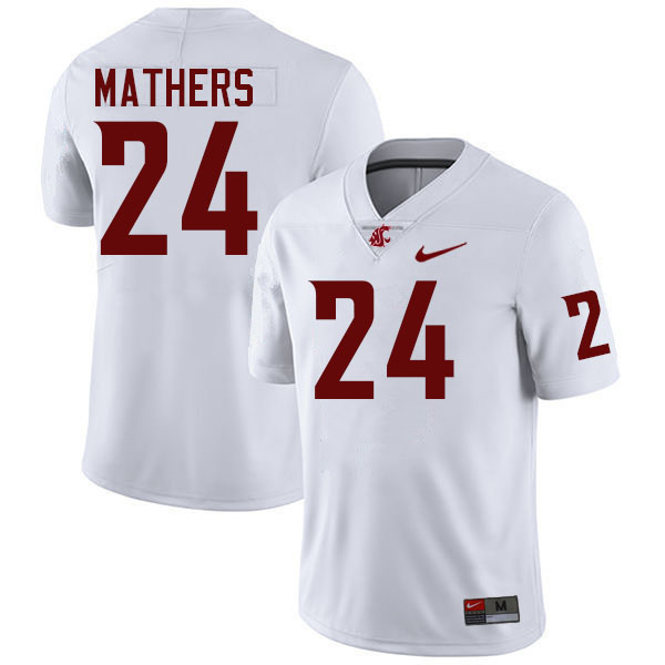 Men #24 Cooper Mathers Washington State Cougars College Football Jerseys Stitched-White